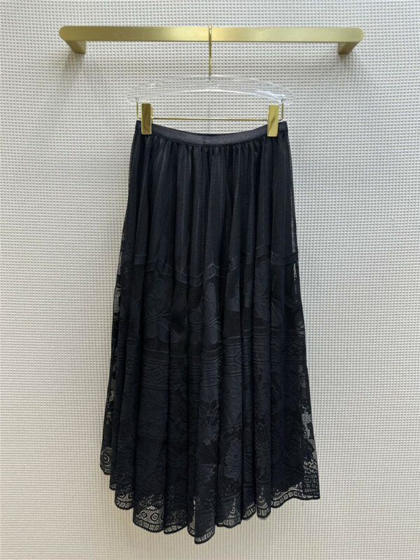 dior high waist lace panel skirt