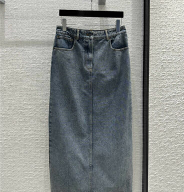 prada enzyme washed denim long skirt