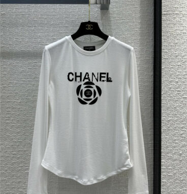 chanel double C logo flocked print bottoming shirt