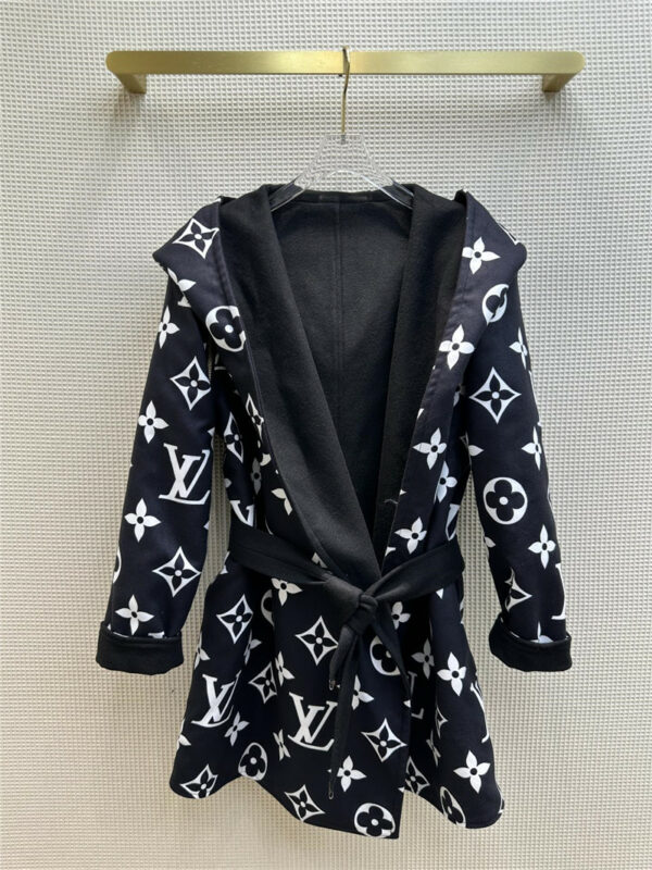 louis vuitton LV double-breasted belted mid-length woolen coat