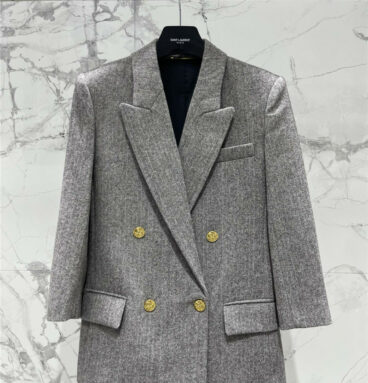 YSL new catwalk style modern retro brown suit jacket