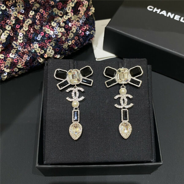 chanel bow fragrant bow drop diamond earrings