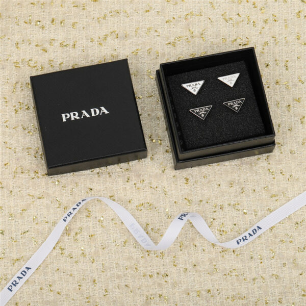 prada triangle brand earrings