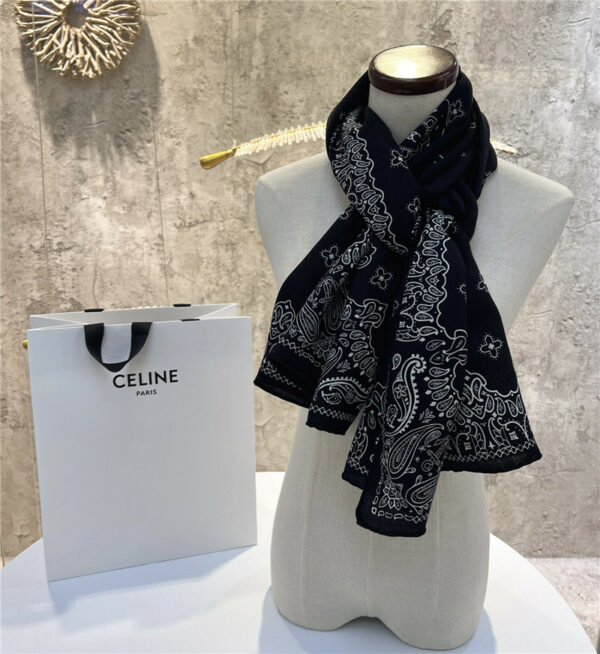 celine all-over three-dimensional cashmere scarf