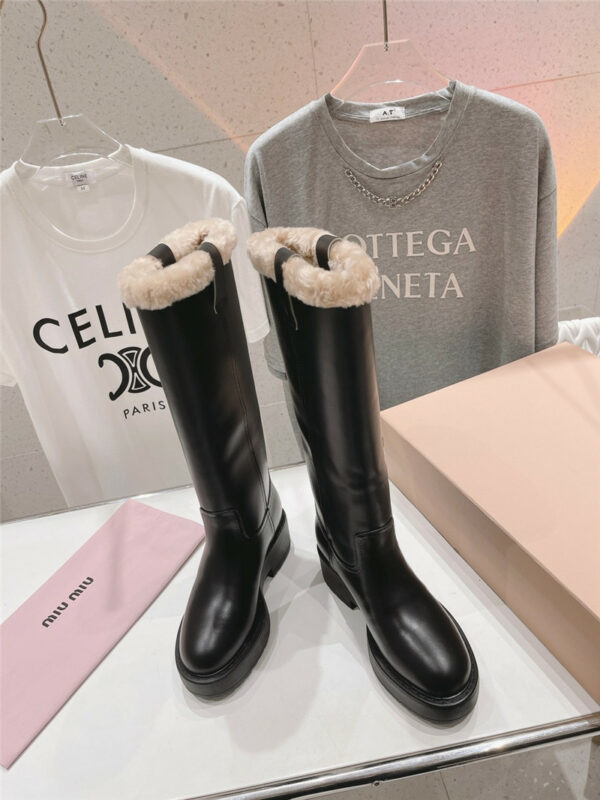 miumiu catwalk style·fur-lined thick-soled non-slip boots