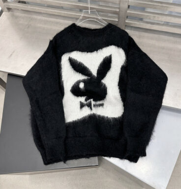 YSL black rabbit head sweater