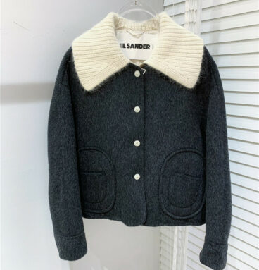 jil sander fur collar down vest + wool jacket two-piece set