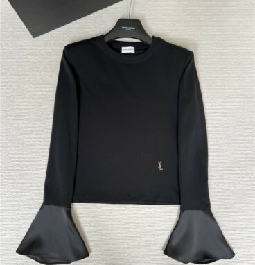YSL new autumn and winter ruffle sleeve patchwork top