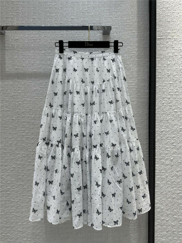 dior butterfly element pattern long skirt