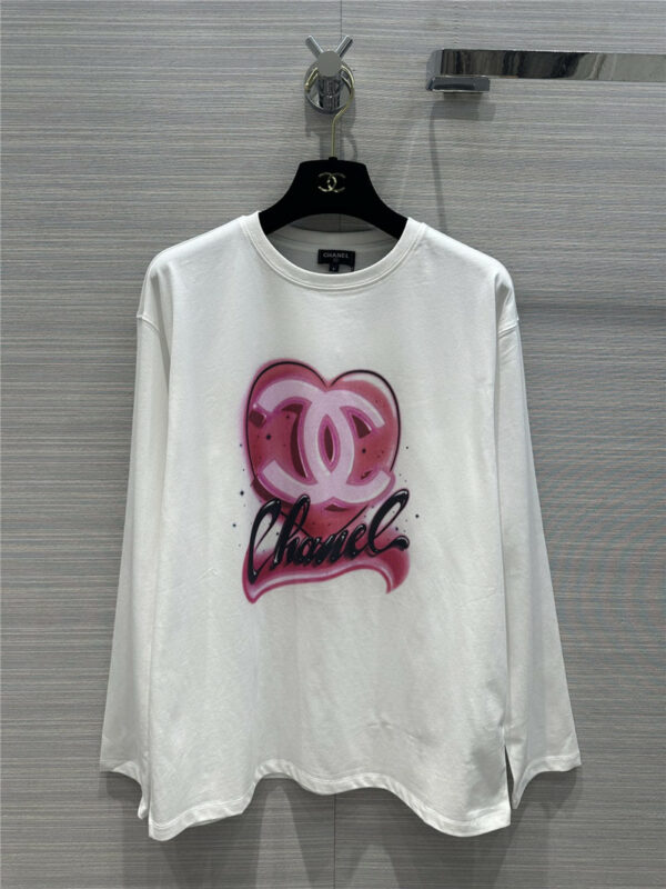 chanel love logo printed cotton long-sleeved T