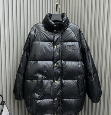celine stand collar long down jacket
