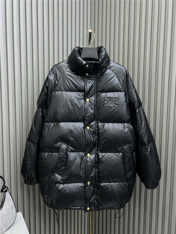 celine stand collar long down jacket
