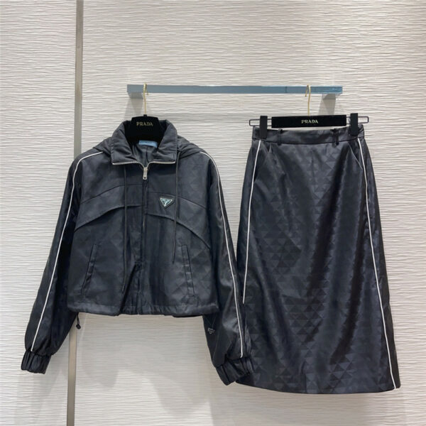 prada jacket + skirt suit