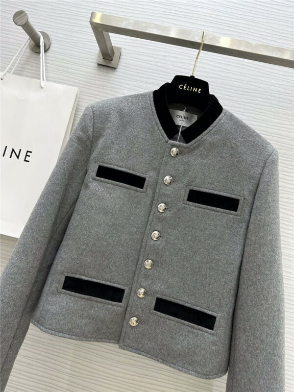 celine military style classic color wool coat