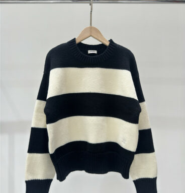 celine new contrast striped round neck knitted long sleeves