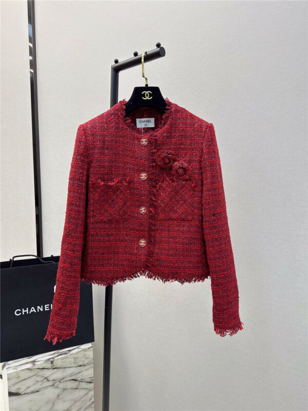 chanel new vintage style red woven jacket
