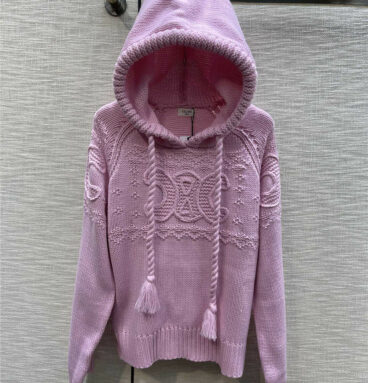 Celine Arc de Triomphe crocheted hooded sweater
