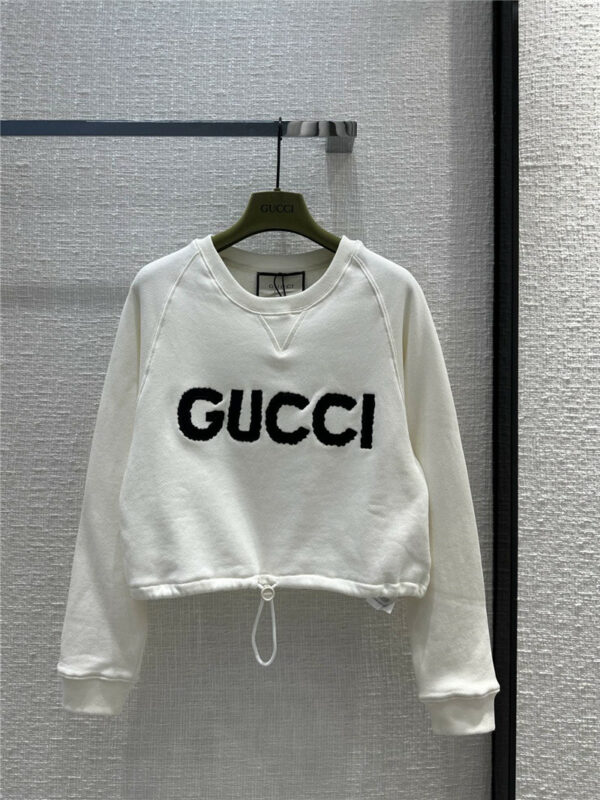 gucci drawstring waist cropped sweatshirt
