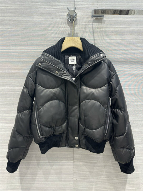 Hermès genuine leather down jacket