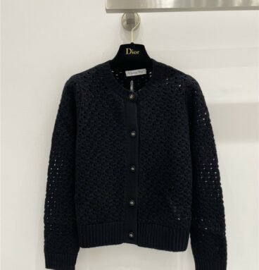 dior hollow knitted wool cardigan