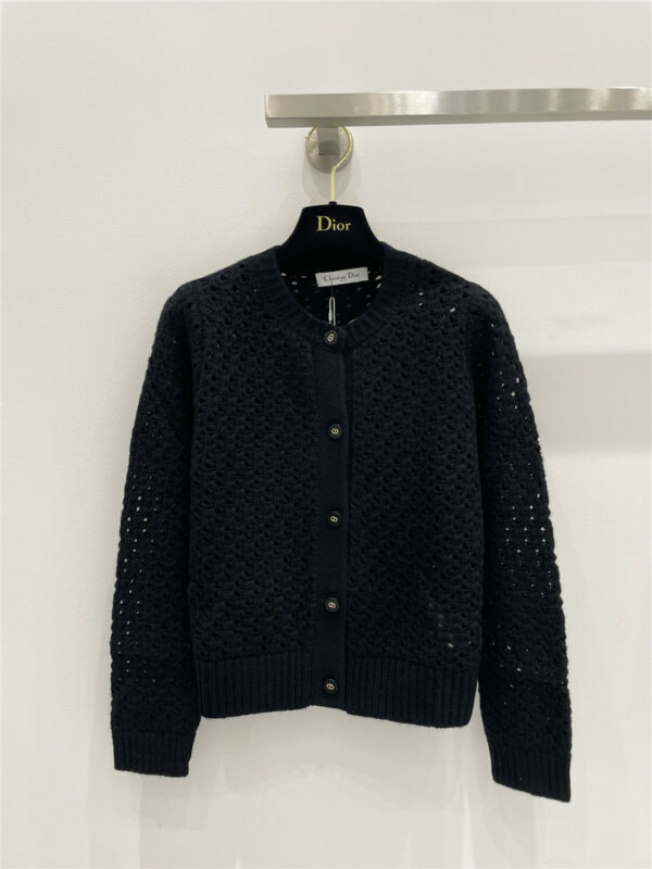 dior hollow knitted wool cardigan