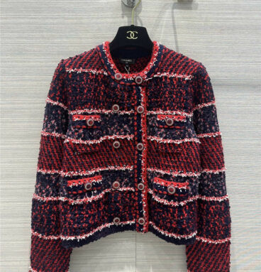 chanel Christmas color striped cardigan