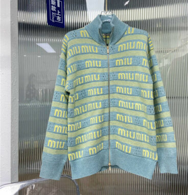 miumiu knitted long-sleeved zip top
