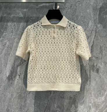 dior hollow polo knitted top