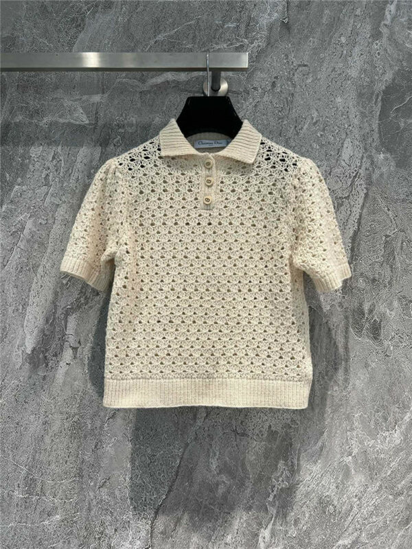 dior hollow polo knitted top