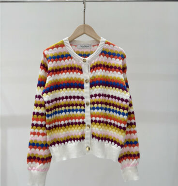 MaxMara contrast rainbow crew neck knitted cardigan