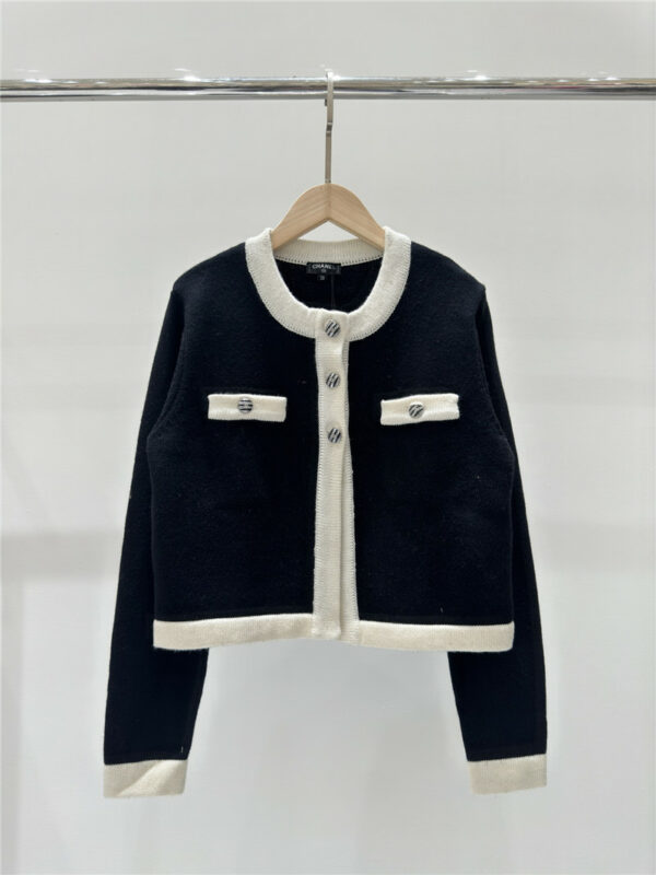 chanel new contrast pocket knitted cardigan