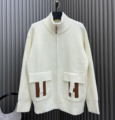 Hermès slouchy zip-up knitted cardigan