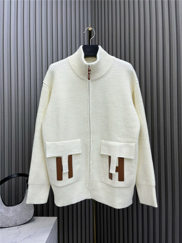 Hermès slouchy zip-up knitted cardigan