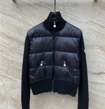 moncler wool knit patchwork down jacket