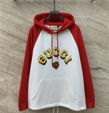 gucci knitted cotton contrast hooded sweatshirt