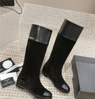 chanel vintage round toe patchwork boots
