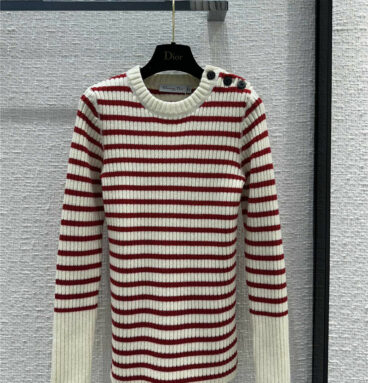 dior red and white striped knitted top