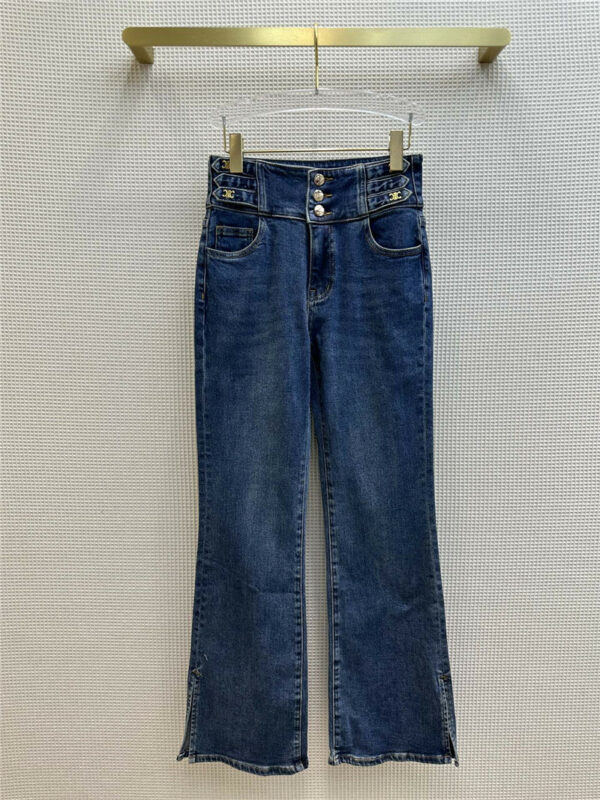 celine high waist slit jeans
