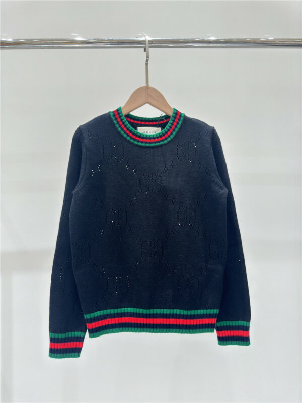 gucci hollow letter round neck knitted long sleeves