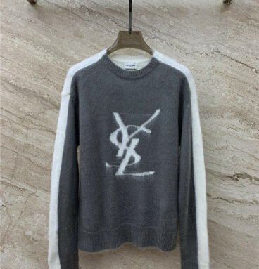 YSL contrast patchwork knitted sweater