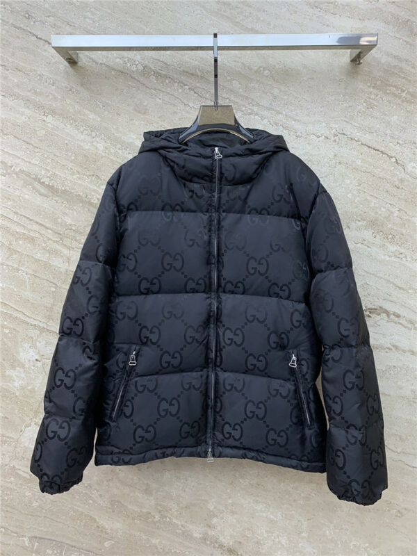 gucci new double G canvas down jacket hooded jacket