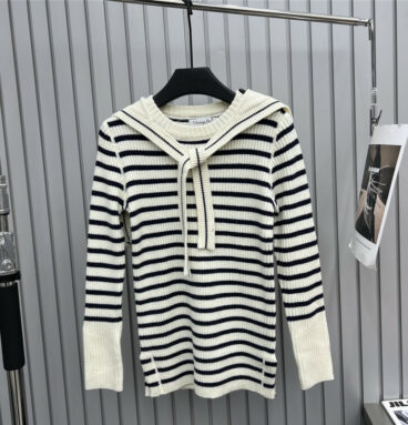 dior lucky star striped shawl two-piece cashmere sweater set
