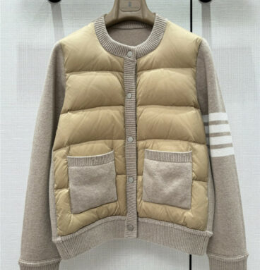 Thom Browne double-pocket knitted paneled goose down jacket
