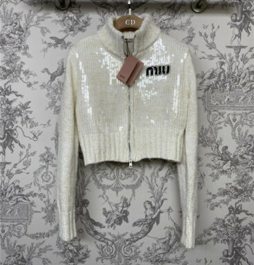 miumiu new knitted sequin short jacket