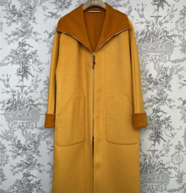 Hermès new lapel mid-length cashmere coat