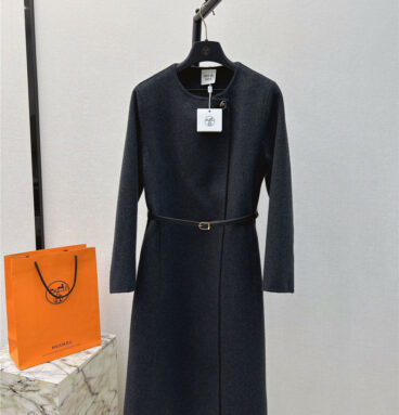 Hermès long round neck double-sided cashmere coat