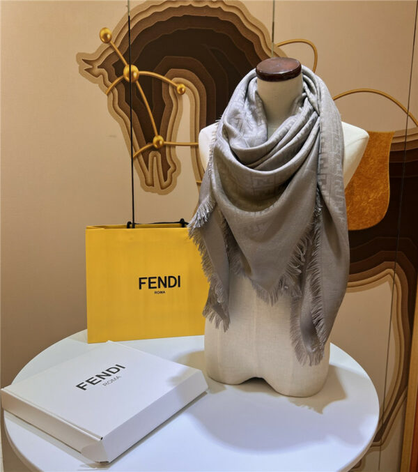 fendi FF gold and silver jacquard shawl