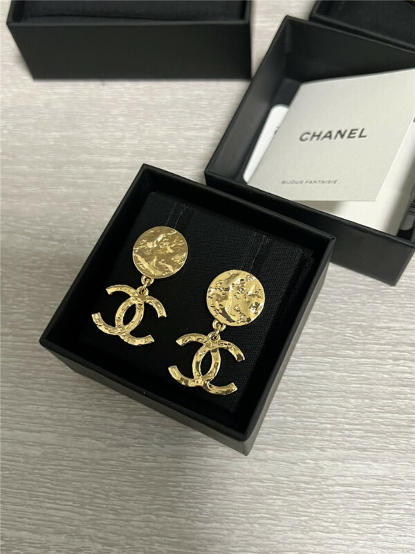 chanel new vintage gold lava medallion double c earrings