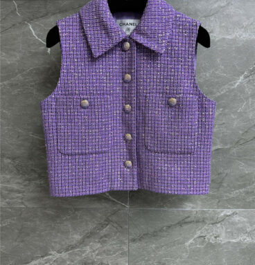 chanel purple sequined vest