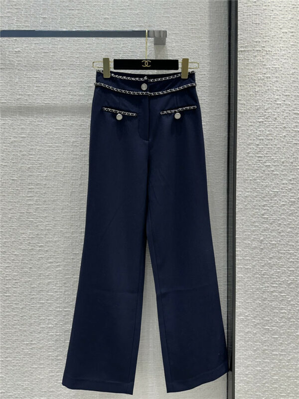 chanel metal chain casual trousers